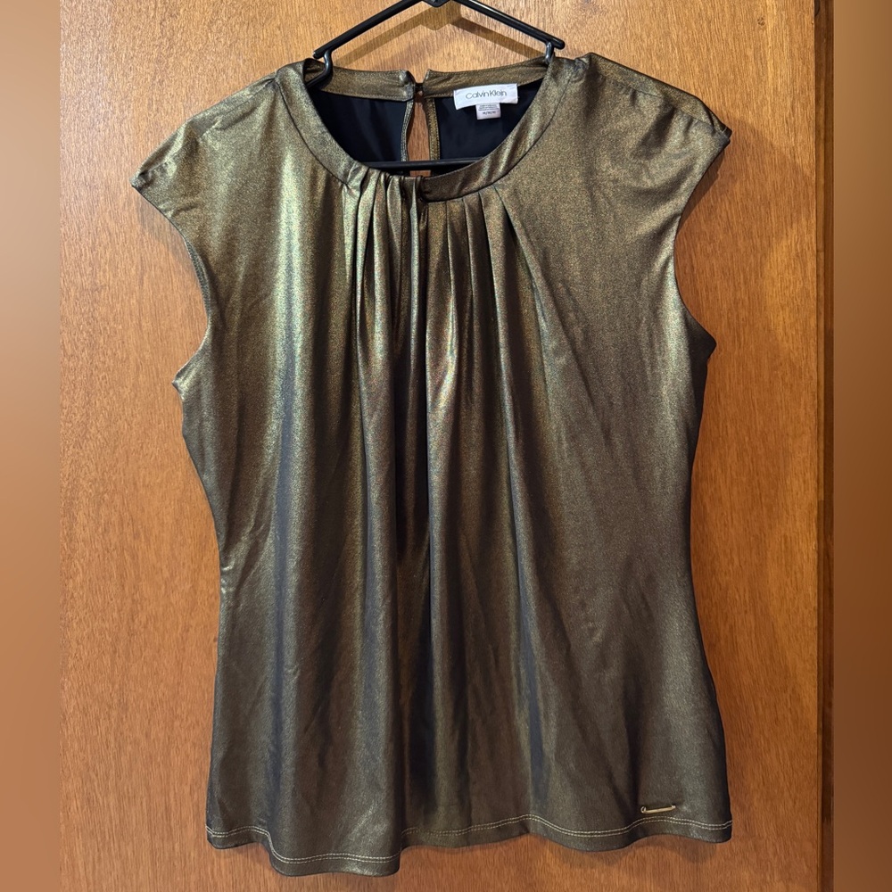 Calvin Klein Metallic Gold Blouse